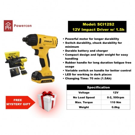 STANLEY IMPACT DRIVER DRILL 12V